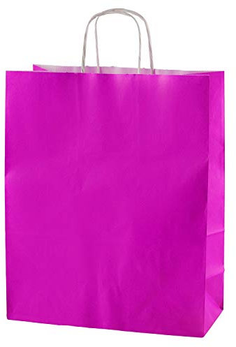 Thepaperbagstore 25 Sacs Cabas en Papier De Qualité Supérieure À Poignées Torsadées - Fuchsia - Moyenne 250x110x310mm