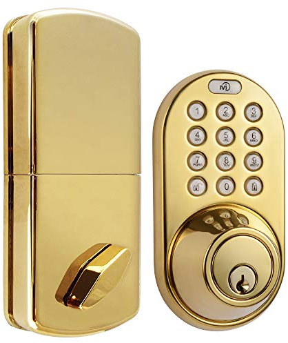 MiLocks DF-02P Keyless Entry Deadbolt Door Lock with Electronic Digital Keypad Entry, Polished Brass