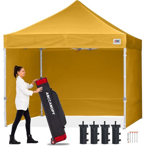 ABCCANOPY Pop-Up-Pavillon mit Seitenwänden und Türwand, kommerzielle Unterstände, bietet sofort Schatten und hält Regen ab, verbesserte Rolltasche, 4 Gewichtssäcke, Heringe und Seile als Bonus