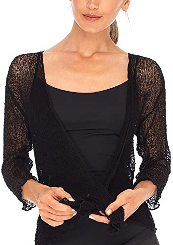 SHU-SHI - cardigan/coprispalle trasparente - effetto a maglia - donna - Taglia unica - Nero