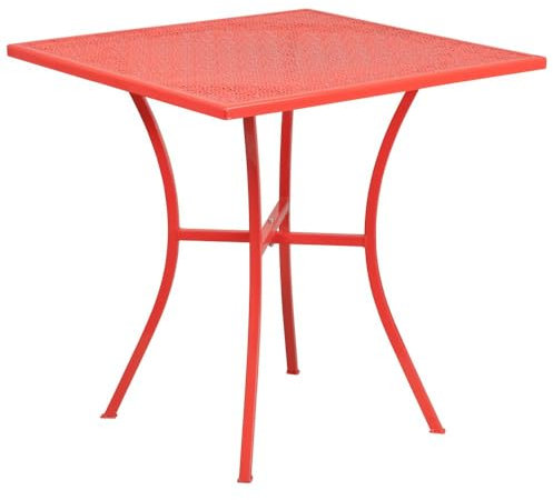 Flash Furniture Oia Terrassentisch aus Stahl, kommerzielle Qualität, 71,1 cm, quadratisch