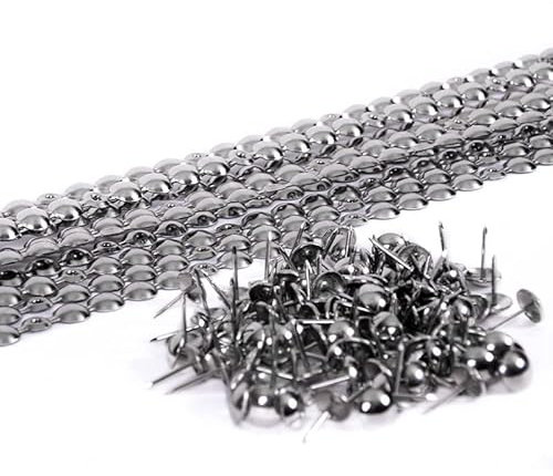 10 bandes de clous tapissier + 200 clous - Lentille Fer - Nickelé - Ø9,5mm - Clous tapissier en bande