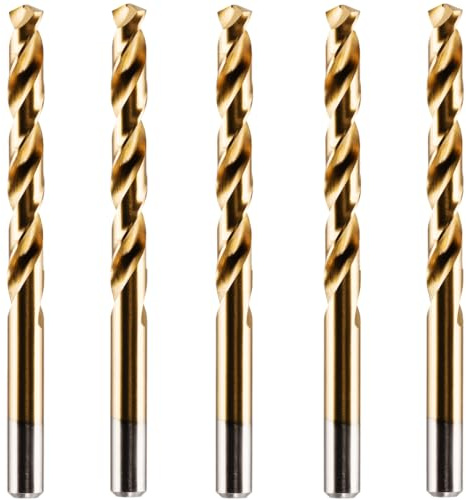 Rennie Tool - Box of 5 x 13mm HSS M2 Tin Coated Jobber Drill Bits Set | Fully Ground DIN338 Standard (13mm x 151mm) Titanium Nitride Coated 13mm Drill Bit
