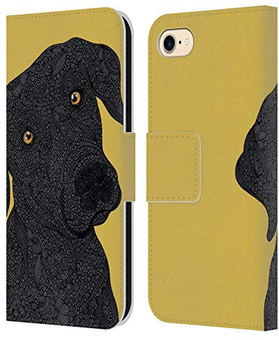 Head Case Designs Officially Licensed Valentina Black Labrador Dogs Leather Book Wallet Case Cover Compatible With Apple iPhone 7/8 / SE 2020 & 2022