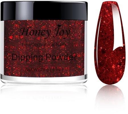 28g/Box Rose Red Wine Shine Glitter Sequins Paillette Dip Powder Nails Dipping Nails Long-lasting Nails No UV Light Needed, (No.126)