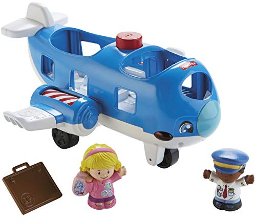 Fisher-Price Little People Flugzeug Reisen zusammen Spielzeug mit Lichtern und Geräuschen und 2 Figuren, Spielzeug für Babys +1 Jahr, spanische Version (FKX07)