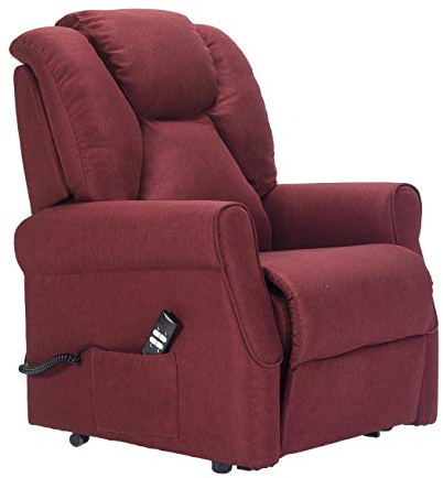 Sime Betty1 PERSONNALISÉ Fauteuil releveur Relax Dispositif Médical Vibromassage kit 4 Roues siège à Micro-Ressorts Doux résistant aux Taches Rouge foncé