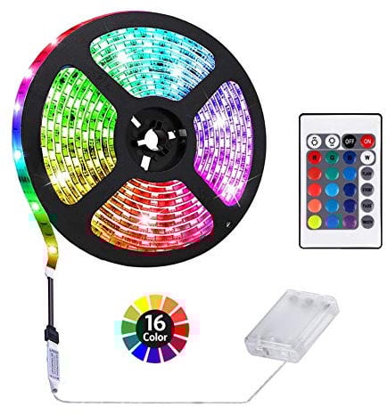 ACONDE 3.28 feet Battery Powered LED Strip Lights, DIY Indoor Decoration, 24 Keys Remote