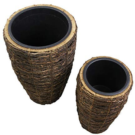 FRANK FLECHTWAREN Übertopf Innenbereich,Topf, Blumentopf Coconut, 2er Set, Dekotopf, Pflanztopf, Naturmaterial Ø 25 x 45 cm, Einsatz Ø 18 x 19 cm, Ø 35 x 55 cm, Einsatz Ø 27 x 26 cm