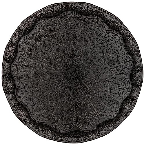 Alisveristime Türkisches Serviertablett für Kaffee, Tee, Getränke, gewellt, 35 cm, Schwarz