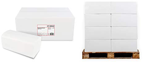 Hypafol Papierhandtücher für Spender | weiß | 2-lagig, 24x21 cm | 64000 Blatt verpackt in 256 x 250 Blatt | praktischer V-Falz für Handtuchspender in Toiletten, Büros, Praxen & Studios