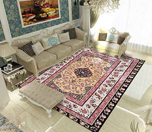 YQZS Teppich Schlafzimmer Teppich Orientteppich Rosa Druck Vintage Waschbar rutschfest Kinderzimmer Flur Küche Läufer Teppich,200X300CM(79X118inch)