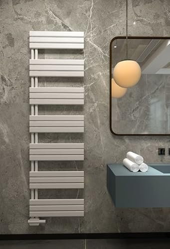 MC Heat Badheizkörper 500 x 1640 mm - Handtuchwärmer Weiß - Mit versetztem Mittelanschluss - Eleganter Paneelheizkörper - Beidseitig montierbar
