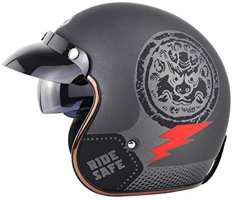 MTTKTTBD Casque Moto Jet,ECE Homologué Casque de Moto pour Scooter Chopper Cruiser Racing Mofa Pilote Vespa Casques Moto Bols avec Visière