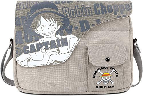 Roffatide Anime Schultasche Leinwand Umhängetasche Bedruckte Klappe Umhängetasche Grau