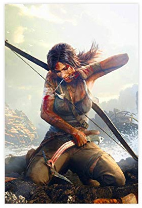 Lara Croft Creativity Leinwand-Poster, Wandkunst, Deko, Bild, Gemälde für Wohnzimmer, Schlafzimmer, Dekoration, 30 x 45 cm, ohne Rahmen