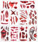 Howaf Halloween Tatouage Temporaires, Halloween Horreur Fausse Cicatrice Tatouage Faux Sang Liquide Autocollant Tatouage, 70+ Halloween Zombie Deguisement Maquillage Cosplay Visage Tatouage Props