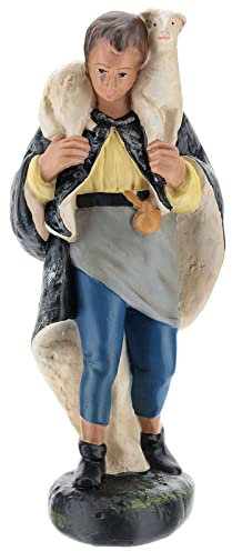 Holyart Pastore con pecorella in Spalla Gesso per presepi 20 cm Arte Barsanti