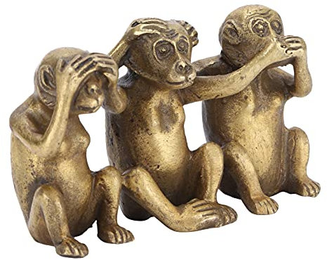 Affe Deko, Messing Affen Bilder Drei Affen Hören Keine Böse Affe Ornamente Affen Deko Bronze Figur für Home Office Dekorationen