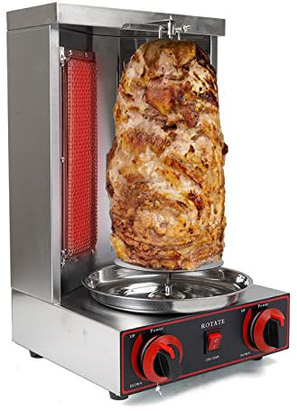 2 quemadores Dönergrill Gas Gyrosgrill vertical 3000W Hähnchengril Drehgrill Döner Kebab Shawarma Pollo Gyro Tischgrill