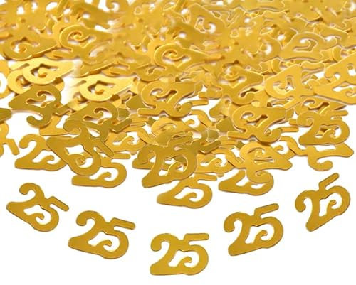 25. Geburtstag Jubiläum Konfetti goldene,Zahlenkonfetti Tischdeko Streudeko,Streudeko für Geburtstagsfeier, Motto-Party,Geburtstags Zahlen-Konfetti,Glitter Geburtstags-Deko, Gold