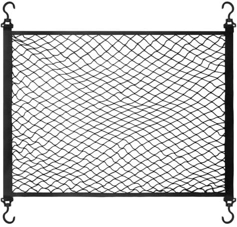 Gepäcknetz, Kofferraumnetz, Gepäcknetz Auto, Gepäcknetz Wohnmobil, Kofferraumnetz Auto Größe 100X60cm Mit 4 Großen Haken, Erstreckt Sich auf 140X100cm, Elastischer Rand hält Lasten Fester