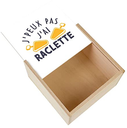 Fabulous Box aus Holz – J'Peux Pas J'ai Raclette Käse Berg Ski Savoie (11 x 11 x 3,5 cm)