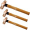 WEDO 3PCS Copper Ball Peen Hammer Set, 8 oz + 16 oz + 32 oz(1/2lb+1LB+2lb),Ball Pein Hammer with Wooden Handle, Die-Forge, Corrosion Resistant, DIN Standard