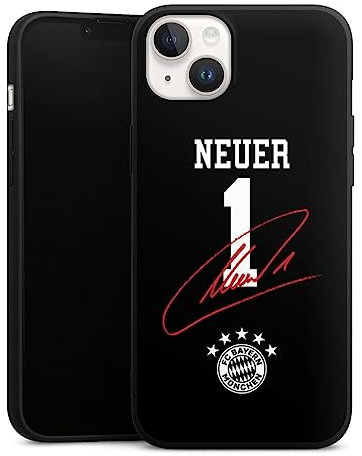 Premium Silikon Hülle kompatibel mit Apple iPhone 14 Handyhülle schwarz Case FC Bayern München FCB Manuel Neuer