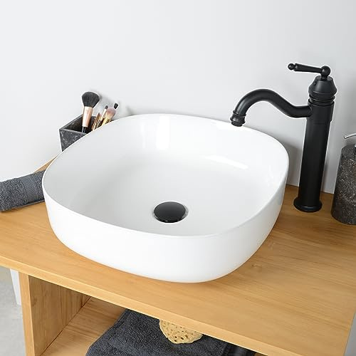 Keramik Aufsatzwaschbecken 46 cm weiss Quadrat rechteckig Keramikwaschbecken Bad Wohnfreuden
