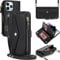 Zouzt for iPhone 14 Pro Max Wallet Case for Women, Purse with Credit Card Holder Slots Crossbody Lanyard Strap Zipper Flip Book Shockproof Protective Phone Cover for Apple 14 Pro Max 6.7 Inch (Black)