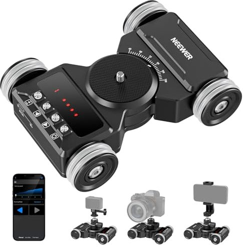 NEEWER Kit Dolly Motorisé Caméra Amélioré avec Contrôle par APP, Batterie de 5 Heures, Compatible avec GoPro iPhone Android DSLR Caméra, DL300,(pour Les sols Lisses et Les Bureaux Uniquement.)