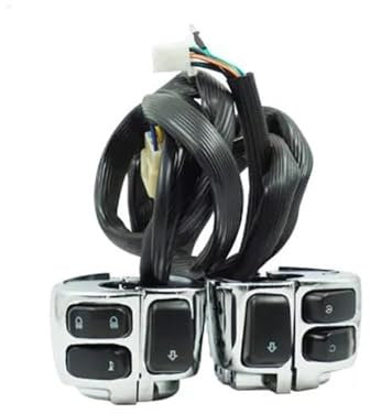 wasserdichte motorradschalter lenker Für Harl&ey Softail 1996-2012 Dyna Sportster 883 1200 V-Rod Motorrad 1 25mm Lenker Steuerschalter mit Kabelbaum (Color : Silver)