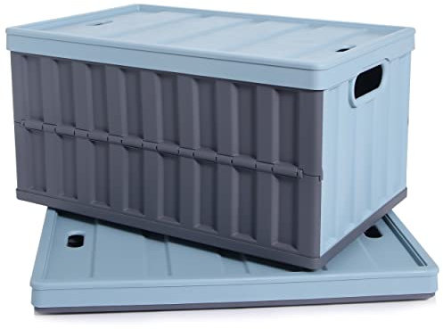 Citylife 2er Set 64L faltbaren Aufbewahrungsboxen mit Deckel, Klappkiste Plastik Faltbox, Campingbox Collapsible Storage Bins für die Organisation große Heavy Outdoor, Bad, Küche, Büro, Wohnzimmer