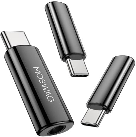 MOSWAG Adattatore per cuffie da USB C a Jack da 3,5 mm tipo C Dongle audio Aux Mic Hi-Res DAC Chip Compatibile con Samsung Galaxy S23 S22 Pixel 7/6 iPad Pro/Air/Mini Oneplus 10 Pro