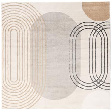 RugVista, Amphi, Teppich, 200 x 200 cm, Quadratisch, Kurzflor, Modern, Oeko-TEX Standard 100, Wohnzimmer, Schlafzimmer, Esszimmer/Küche, Flur, Büro, Maschinenwaschbar bis 30 Grad, Beige/Gelb