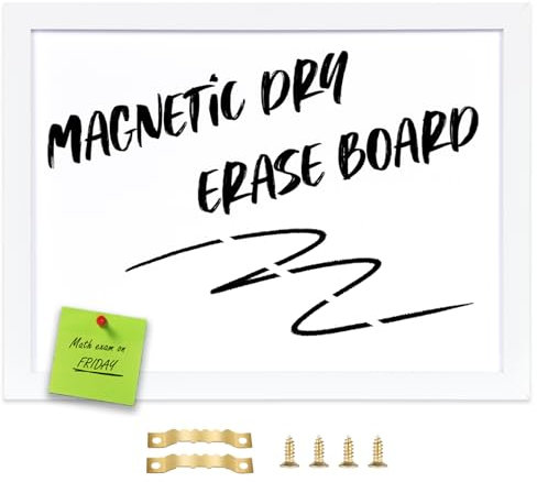 Okydoky Whiteboard, trocken abwischbar, 30,5 x 45,7 cm, magnetisches Whiteboard für Wand, Büro/Schule/Zuhause, Hängetafel für Dekoration/Planung/Küche, Einkaufsliste/Zeichnen/Memo, weißer Rahmen