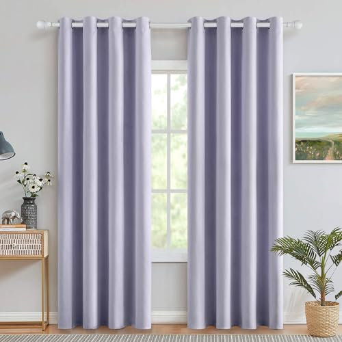 MIULEE Vorhänge Helllila Blickdicht mit Ösen, Schöner Weicher Verdunklungsvorhänge zum Verdunkeln von Räumen, 2er Set Gardinen Abdunkelnd Schlafzimmer Wohnzimmer Thermovorhang Kälteschutz 140X245 cm