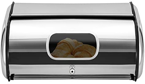 Brotkasten, Brotdose aus Metall,410 Edelstahl Bread Box, Brotbox mit Frontklappe, Mückenresistente Brotaufbewahrungsbox, Brotaufbewahrung, Brotbehälter für Die Küche Langanhaltende Frische (K-001S)