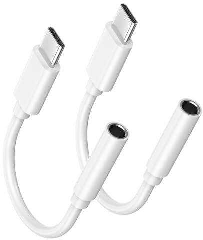 esbeecables Lot de 2 adaptateurs pour casque iPhone 15 [Certifié MFi] USB de type C vers prise casque 3,5 mm Adaptateur audio auxiliaire compatible avec iPhone 15/15 Plus/15 Pro/15 Pro Max, iPad Pro,