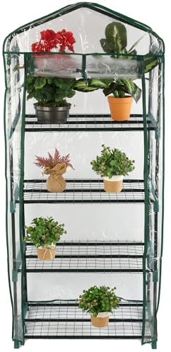 Gewächshaus mit 4 Etagen,klein Foliengewächshaus mit Regalen, aufrollbare Tür, 155x69x49cm Anzuchthaus Treibhaus platzsparend Frühbeet für Balkon,Zimmer,Garten