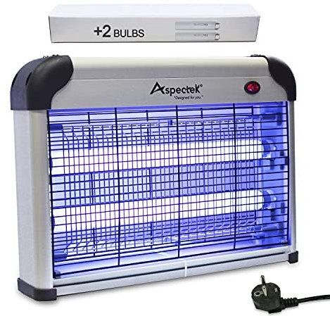 ASPECTEK Lampe UV Anti Insectes Volants intérieur. Tue-Mouche Destructeur d' Insectes Electrique 20W. (Lampe Moustique) avec Le Remplacement des Lampes