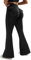 STARBILD Schlaghose Damen Sport Leggings Flared, High Waist Yogahose mit Klappentaschen Blickdicht für Fitness Gym Alltag, Cargotasche - Schwarz M