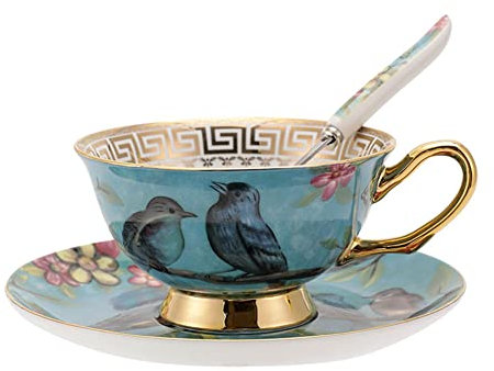 JKJZSALJ Tazza da caffè Set di Tazze E Piattini di Lusso in Stile Europeo Tazza da tè Nera Squisita in Ceramica Set da tè Inglese retrò