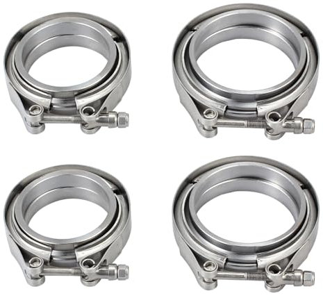 Bohaner 2 X 2.5 Inch Exhaust Clamp Kit Universal Turbo Exhaust Clamp 63mm Stainless Steel V-Band Clamp & Flat Flanges Kit for Turbos Blow-Off Valves Exhausts Pipes