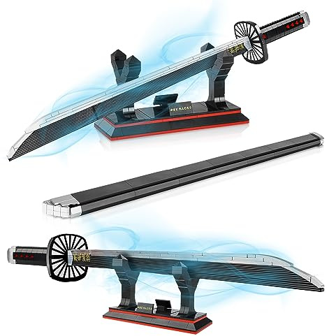 QLT Demon Slayer Sword Building Set Sword Ideas Anime Cosplay kamado tanjiro Katana，Samurai Sword Building Set for adult with scabbard holder（Compatible With Lego 759 pcs）