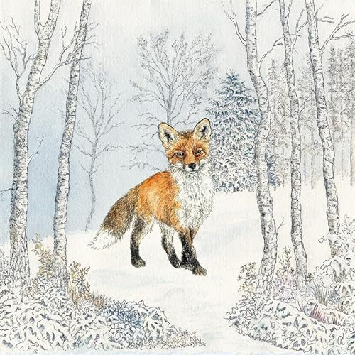 20 Servietten Winter Fuchs im schneebedecktem Wald als Tischdeko. Papierservietten mit Motiv. Auch für Decoupage und Serviettentechnik 33x33cm