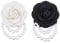 SUPERFINDINGS 2 Stück 2 Farben Camellia Blumen Brosche Anstecknadel Mit Perlenkette Vintage Kragen Brosche Clip Hochzeitsbroschen Künstliche Rosen Korsage (Schwarz & Weiß)