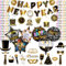WAZIWE Silvester Deko 2025, Happy New Year Deko 2025, Deko Silvester Party 2025 umfasst Happy New Year Girlande、Luftschlangen Silvester、Tischdeko Silvester、Silvester Ballon、Hänge Dekoration