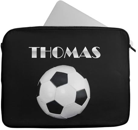 Personalised Any Name Football Design Laptop Case Sleeve Tablet Bag Chromebook for Laptops 16-17 inch Neoprene with Dual Zippers